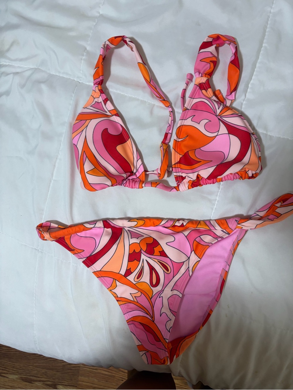 wild fable Pink and Orange Swirl Triangle Bikini